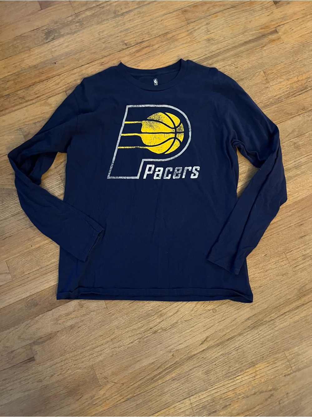 Fanatics Navy Long Sleeve Tee with Yellow Basketball Graphic